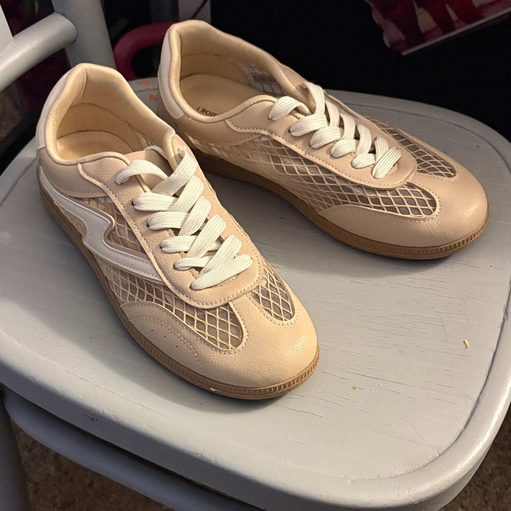 Elegant Beige Mesh Sneakers for Women